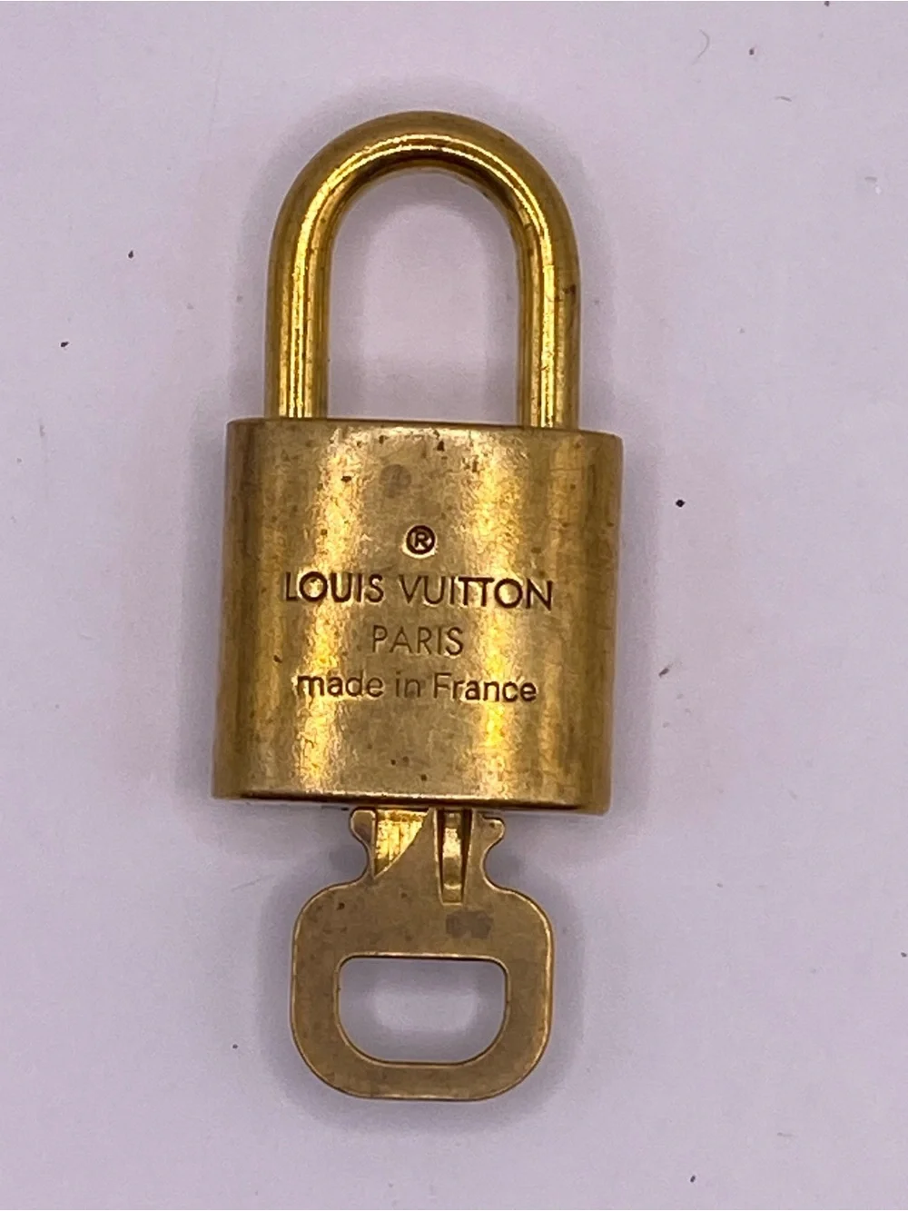 Louis Vuitton Brass Padlock & Key Set 327 Paris Made in France